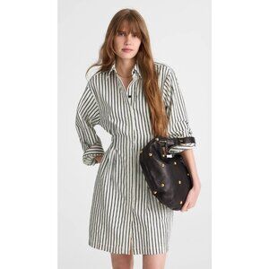 Madewell Tucked Mini Shirtdress Women's Size 00 Gray Variegated Stripe NWT!